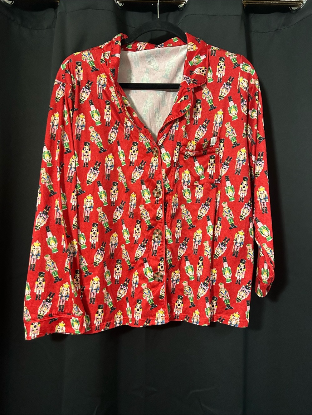 Simply Southern Red Nutcracker Print Women's Pajama Top